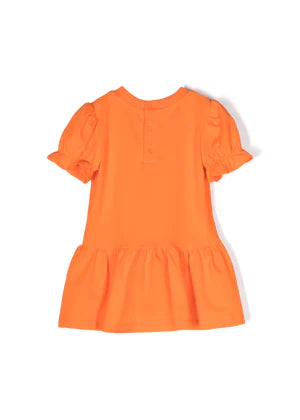 MOSCHINO Girls Orange Teddy Bear Print Dress