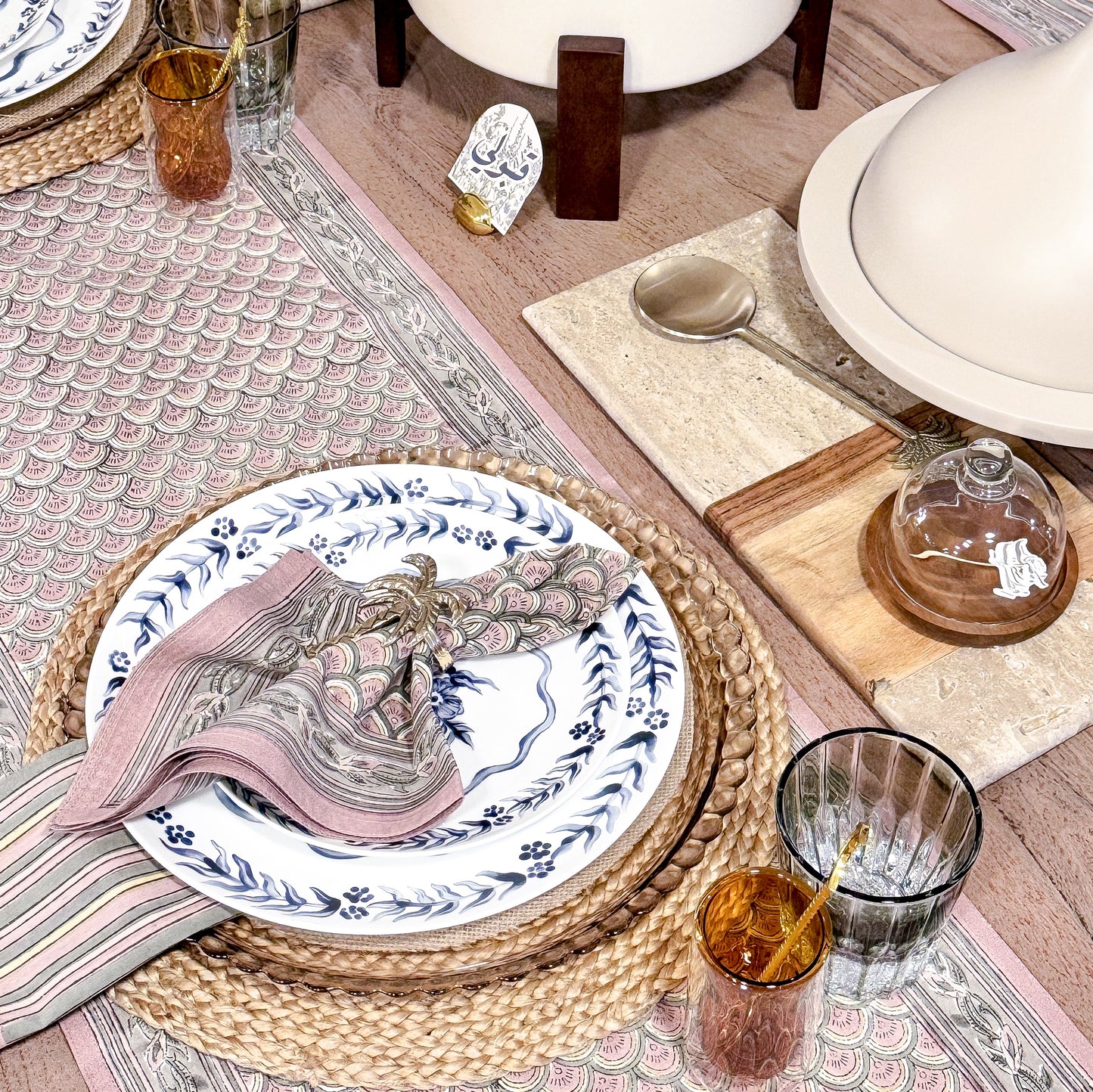 Pink floral Table Runner