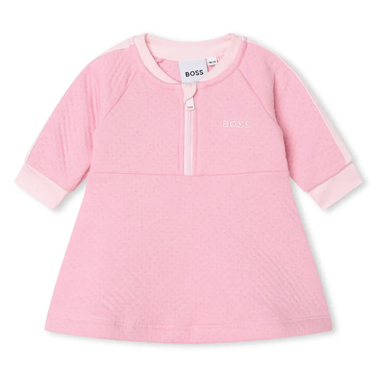 BOSS Baby Girls Pink Cotton Logo Dress