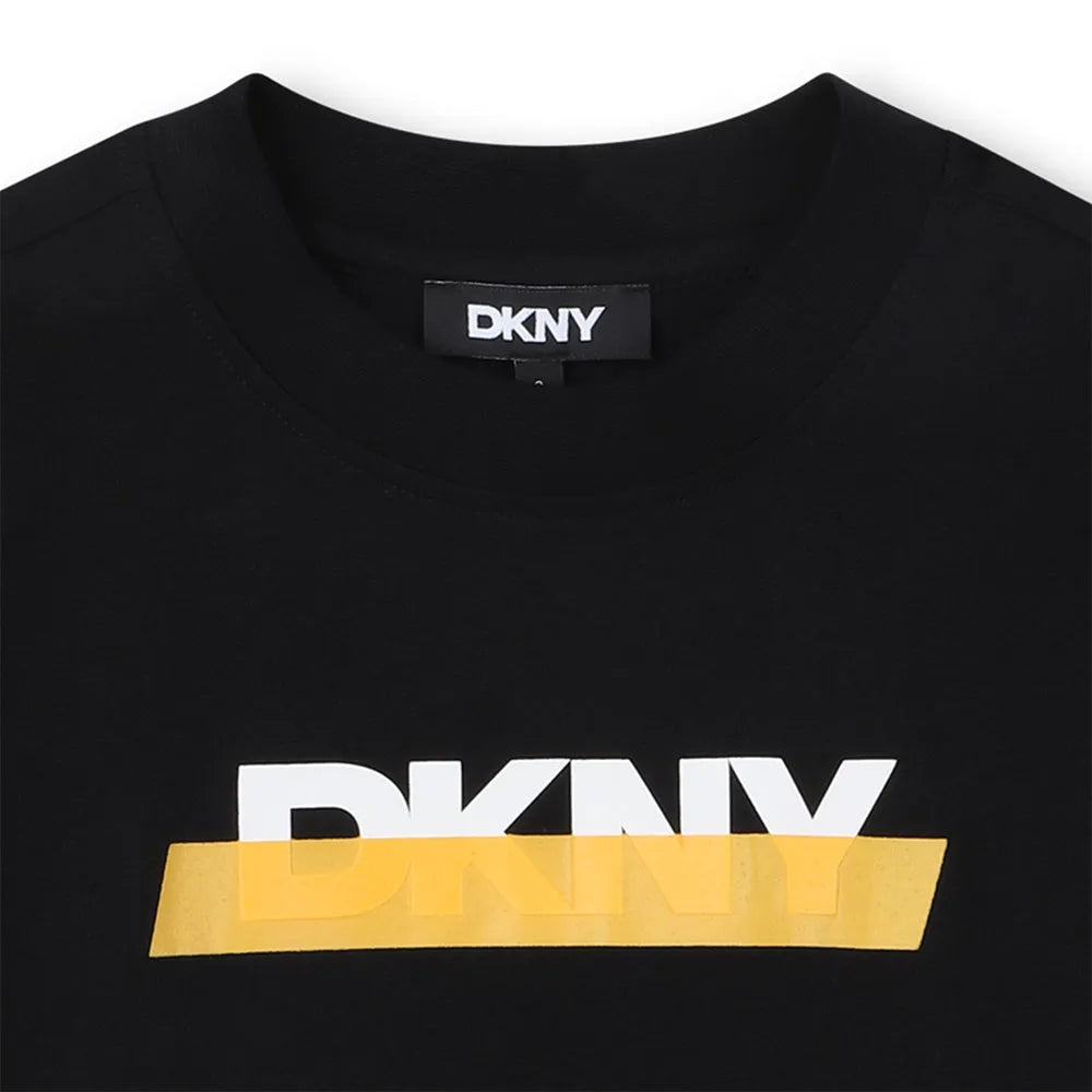DKNY D62434/09B Kids Black Logo Short Sleeve T-shirt