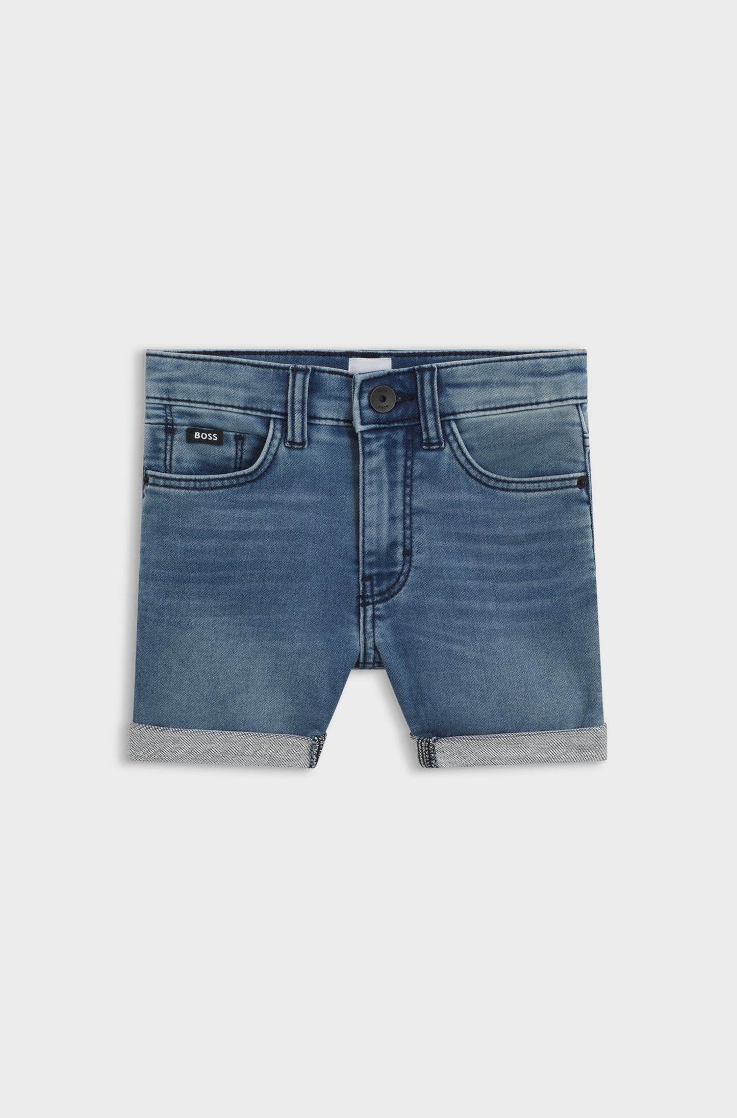 BOSS Boys Shorts in Blue Stretch Denim