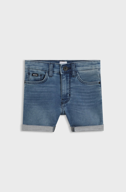 BOSS Boys Shorts in Blue Stretch Denim