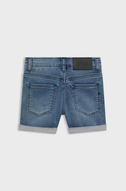 BOSS Boys Shorts in Blue Stretch Denim