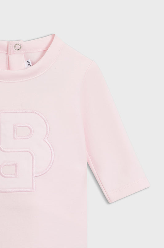 BOSS J52513/44L Baby Girls Pink Babygrow with Headband