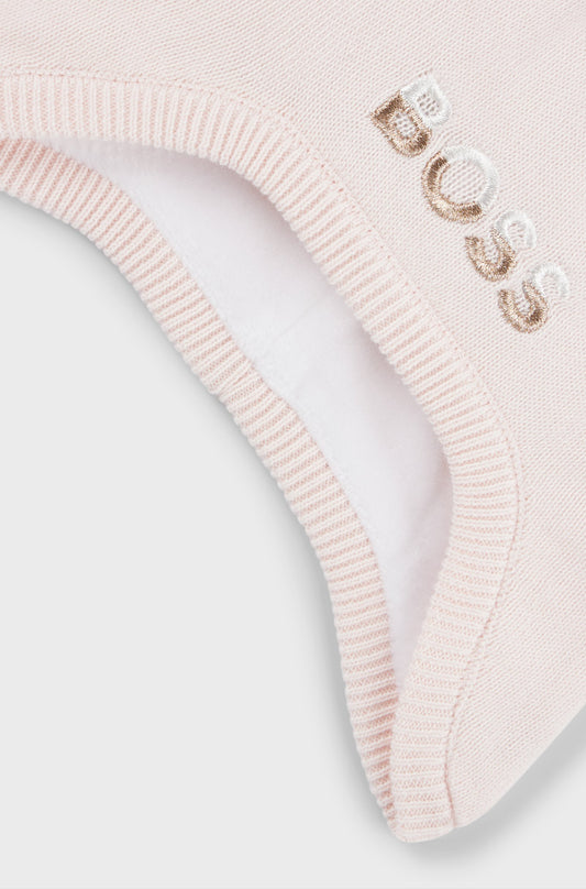 BOSS Baby Girl  Pink Hat in Cotton with Pompom and Embroidered Logo