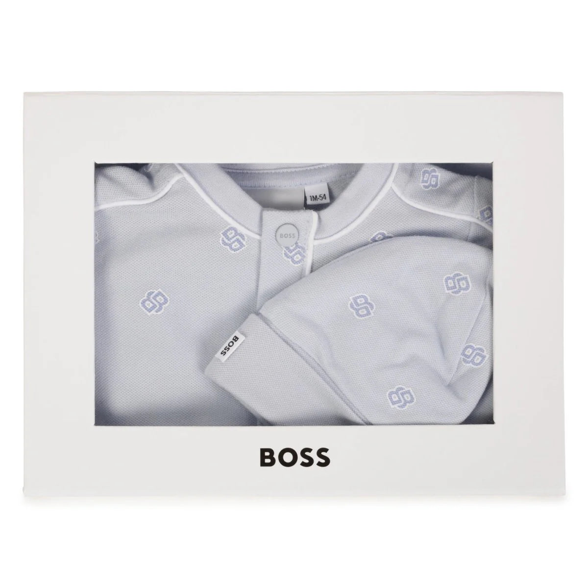 BOSS Baby Boys Clouds Blue Logo Babygrow Gift Set