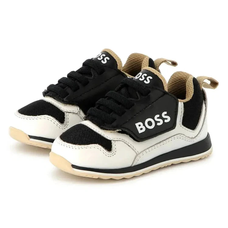 BOSS Unisex Black White Velcro Sneaker
