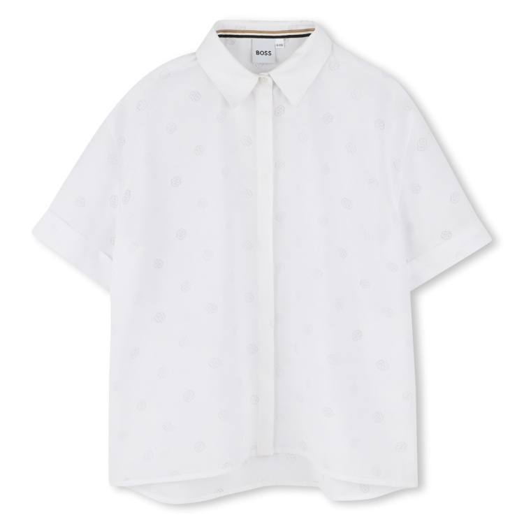 BOSS Girls White Logo Blouse