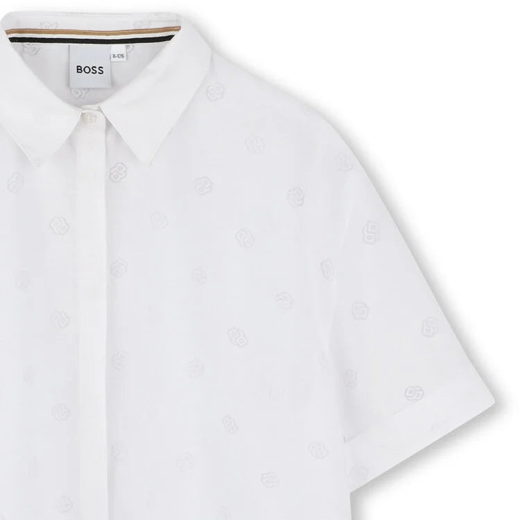 BOSS Girls White Logo Blouse