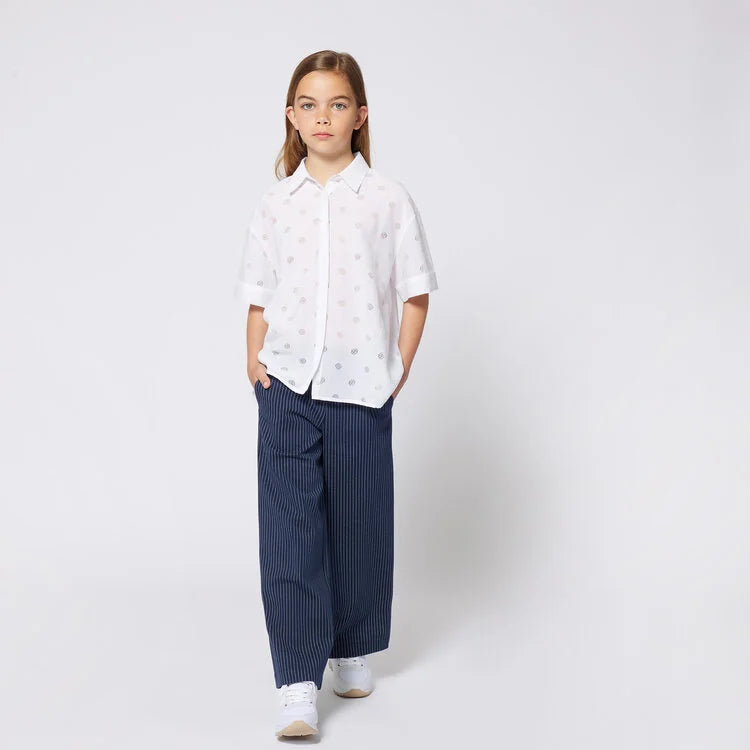 BOSS Girls White Logo Blouse