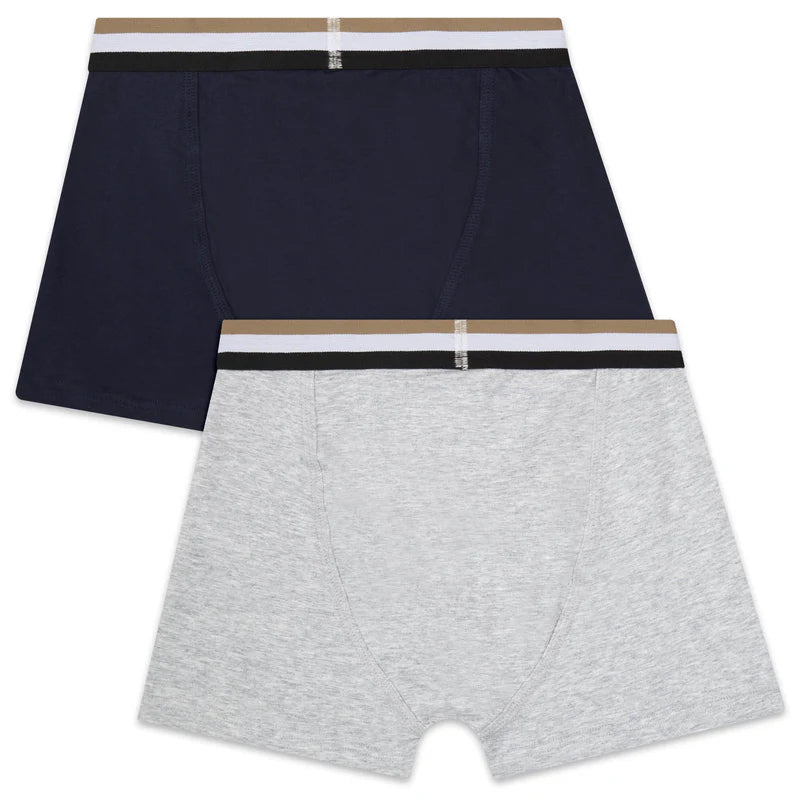 BOSS Boys Grey & Navy Boxers (Pack of 2)