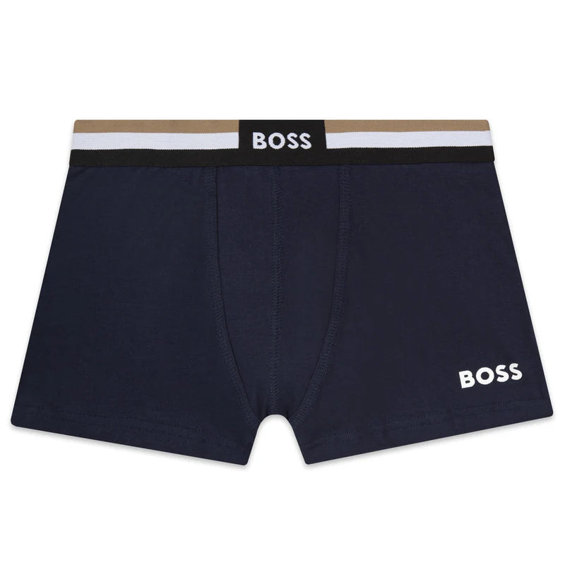 BOSS Boys Grey & Navy Boxers (Pack of 2)