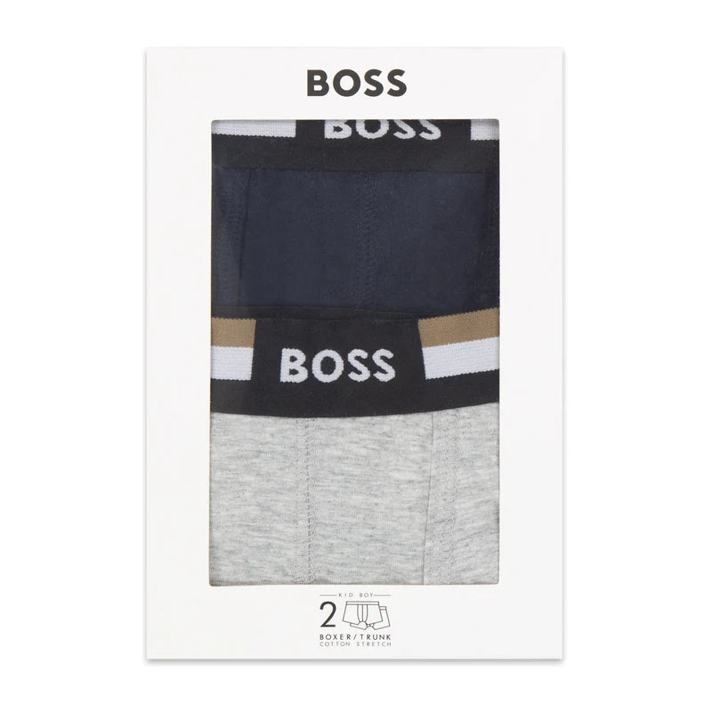 BOSS Boys Grey & Navy Boxers (Pack of 2)