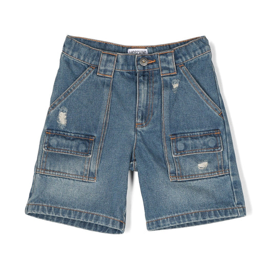MOSCHINO Boys Distressed Denim Shorts