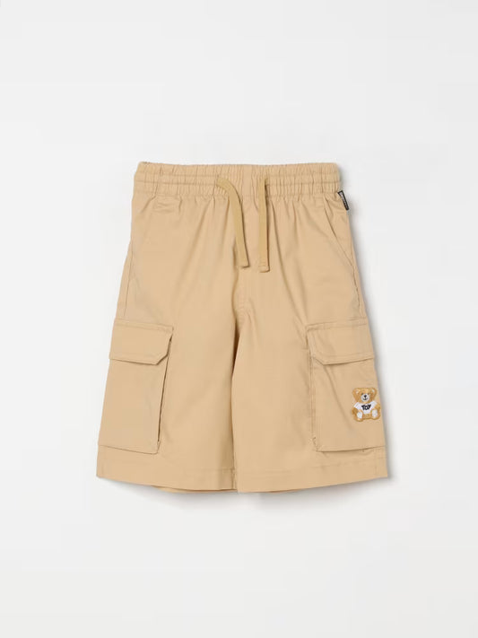MOSCHINO Boys Beige Logo Shorts with Pockets