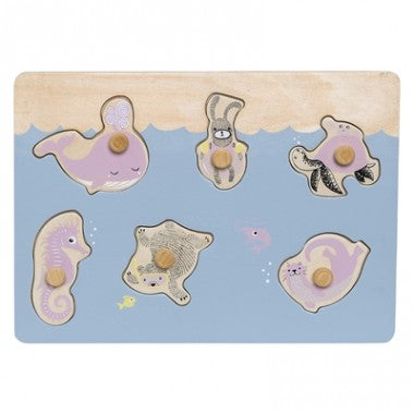 BLOOMINGVILLE Mini Puzzle with Knobs Under The Sea Pink