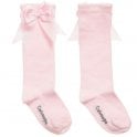 CARLOMAGNO Girls UKG2 Pink Ribbon Bow Socks