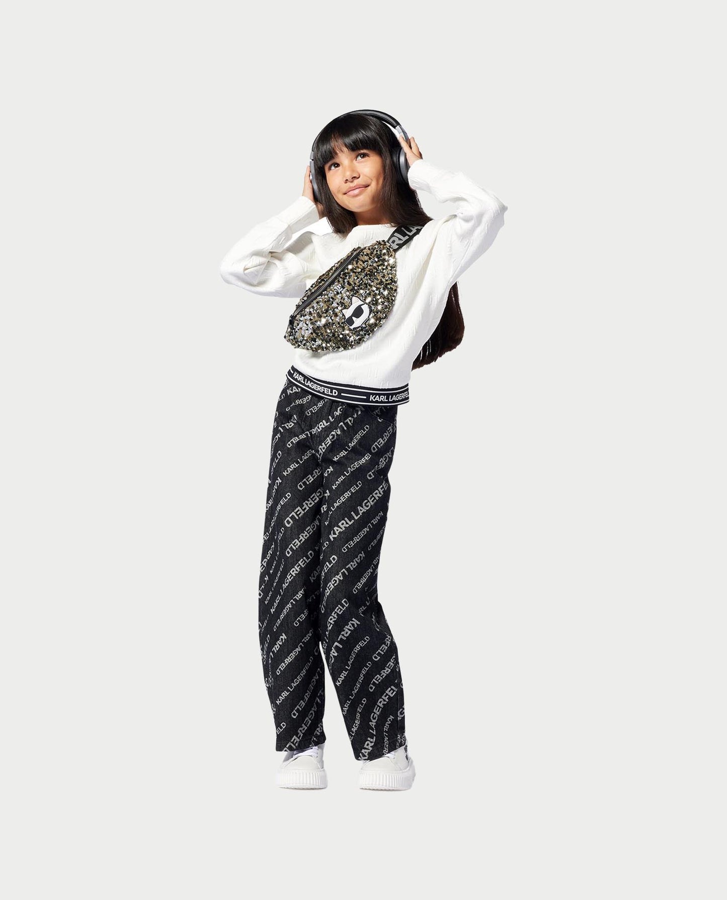 KARL LAGERFELD Girls' Trousers with All-Over Logo