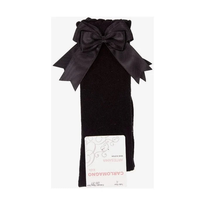 CARLOMAGNO UKG2 Black Ribbon Bow Socks