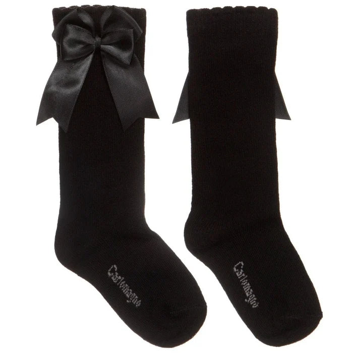 CARLOMAGNO UKG2 Black Ribbon Bow Socks