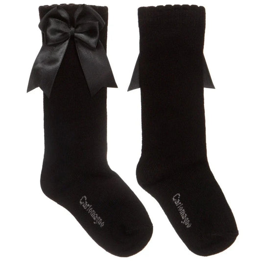 CARLOMAGNO UKG2 Black Ribbon Bow Socks
