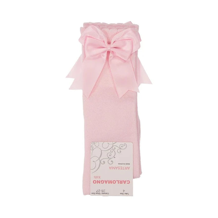 CARLOMAGNO UKG2 Pink Ribbon Bow Socks