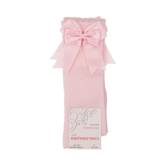 CARLOMAGNO UKG2 Pink Ribbon Bow Socks