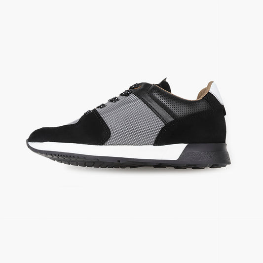 BOSS Boys Black & Grey Logo Trainers