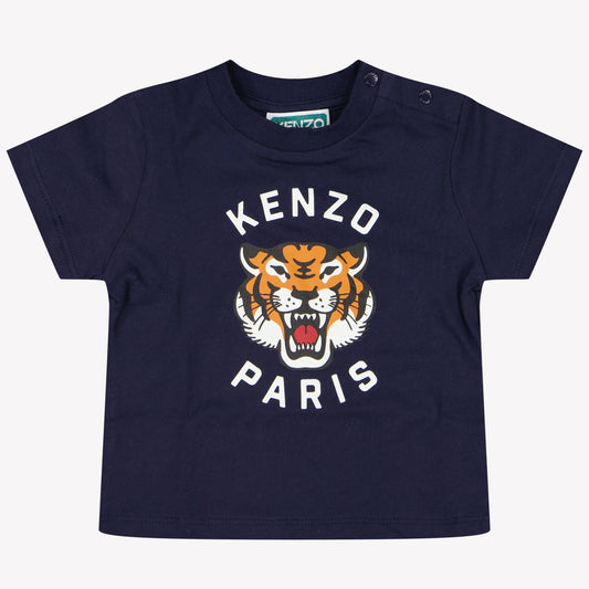 KENZO KIDS Boys Navy Blue Tiger Logo T-Shirts