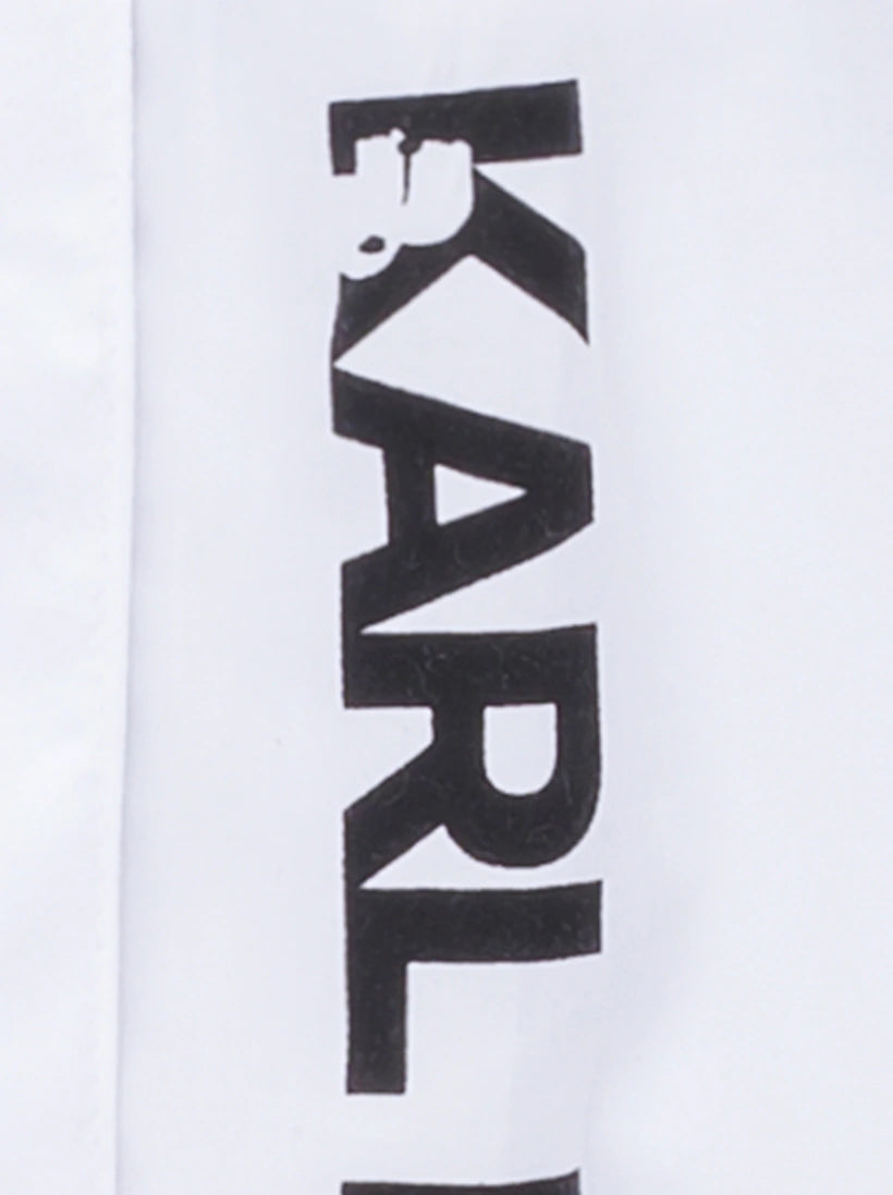 KARL LAGERFELD Girls White Logo Long Sleeve Shirt Dress
