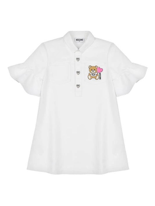 MOSCHINO Girls White Logo Denim Dress