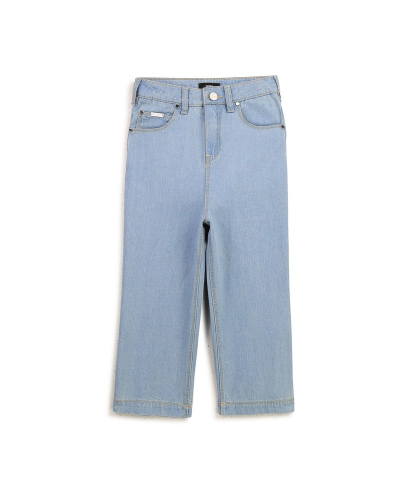 BOSS Girls Blue Denim Jeans Logo Trousers