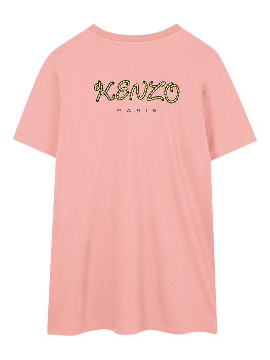 KENZO K61350/47H KIDS Pink Logo Tiger-Appliqué T-shirt Dress