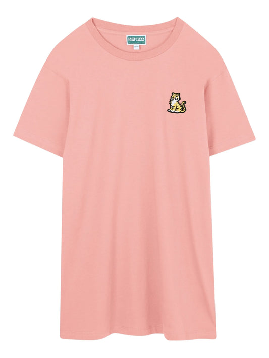 KENZO K61350/47H KIDS Pink Logo Tiger-Appliqué T-shirt Dress