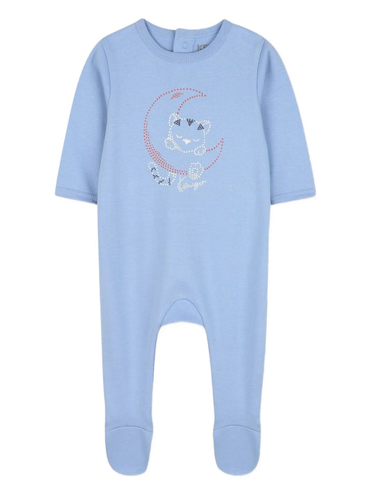 KENZO K61250/77A Baby Boys Baby Blue Logo Embroidered Babygrow
