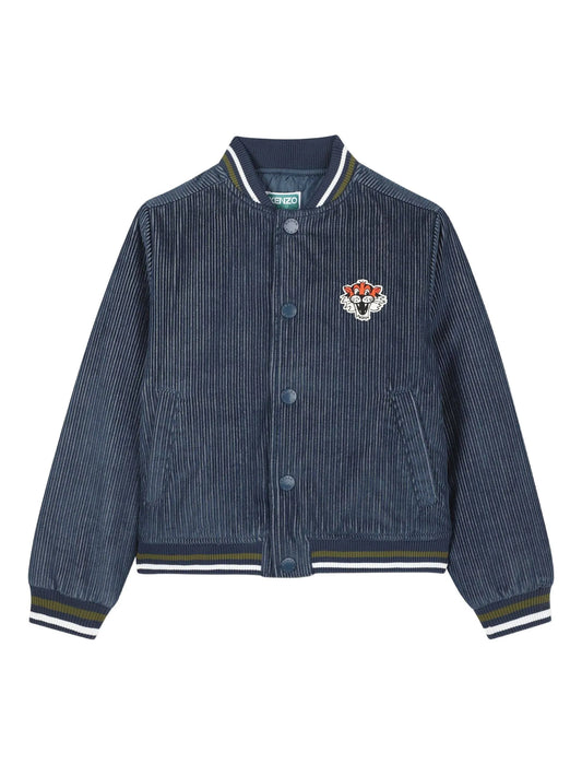 KENZO K61.88/852 KIDS Navy Blue Logo Corduroy Bomber Jacket
