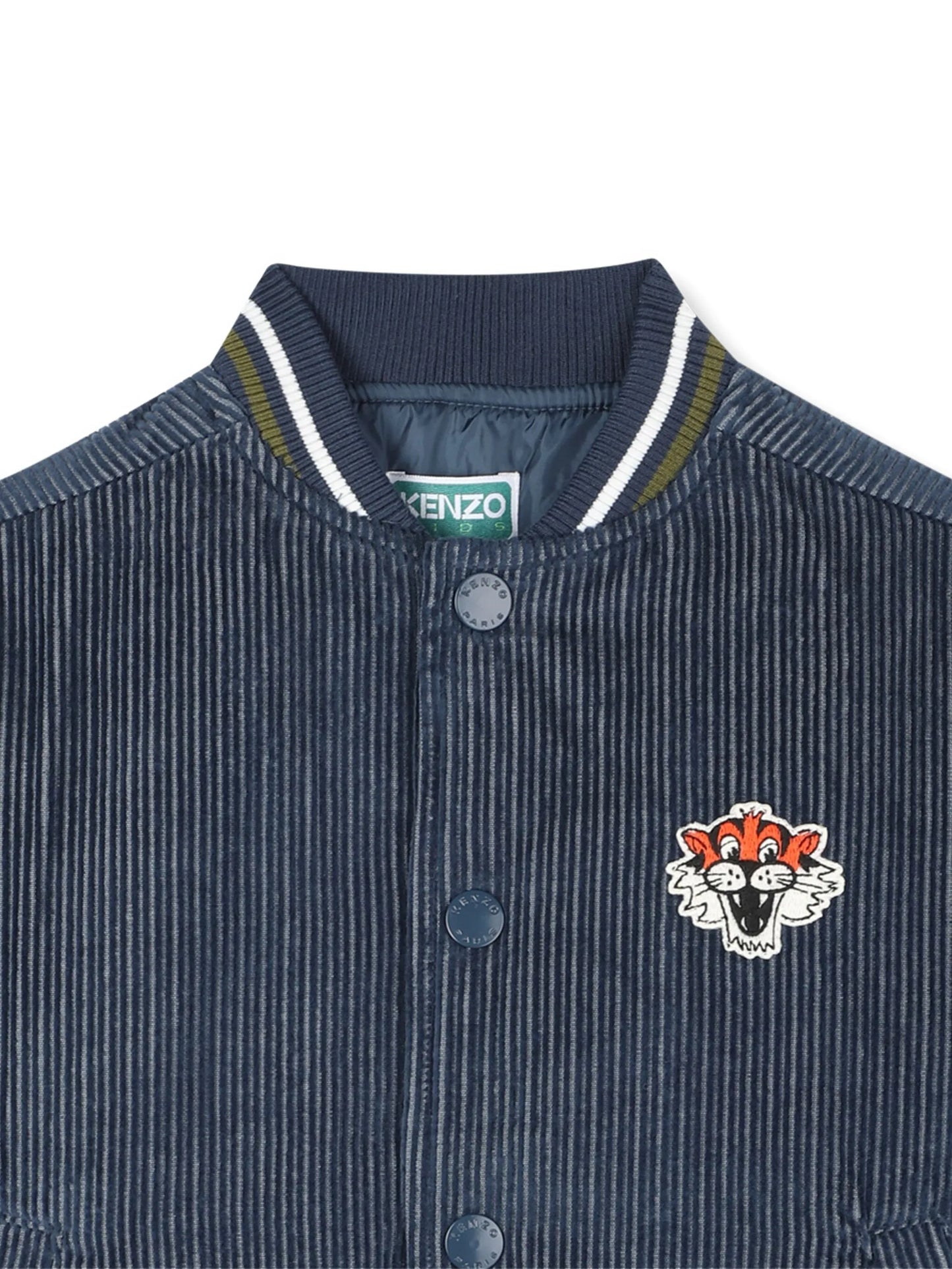 KENZO K61.88/852 KIDS Navy Blue Logo Corduroy Bomber Jacket