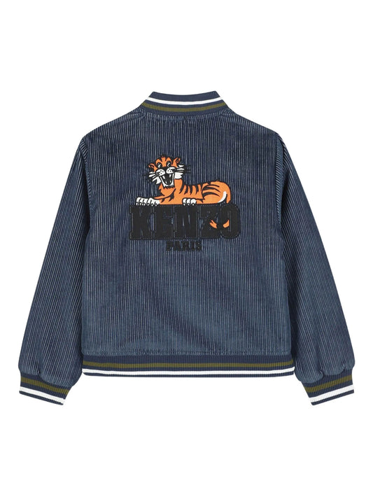KENZO K61.88/852 KIDS Navy Blue Logo Corduroy Bomber Jacket