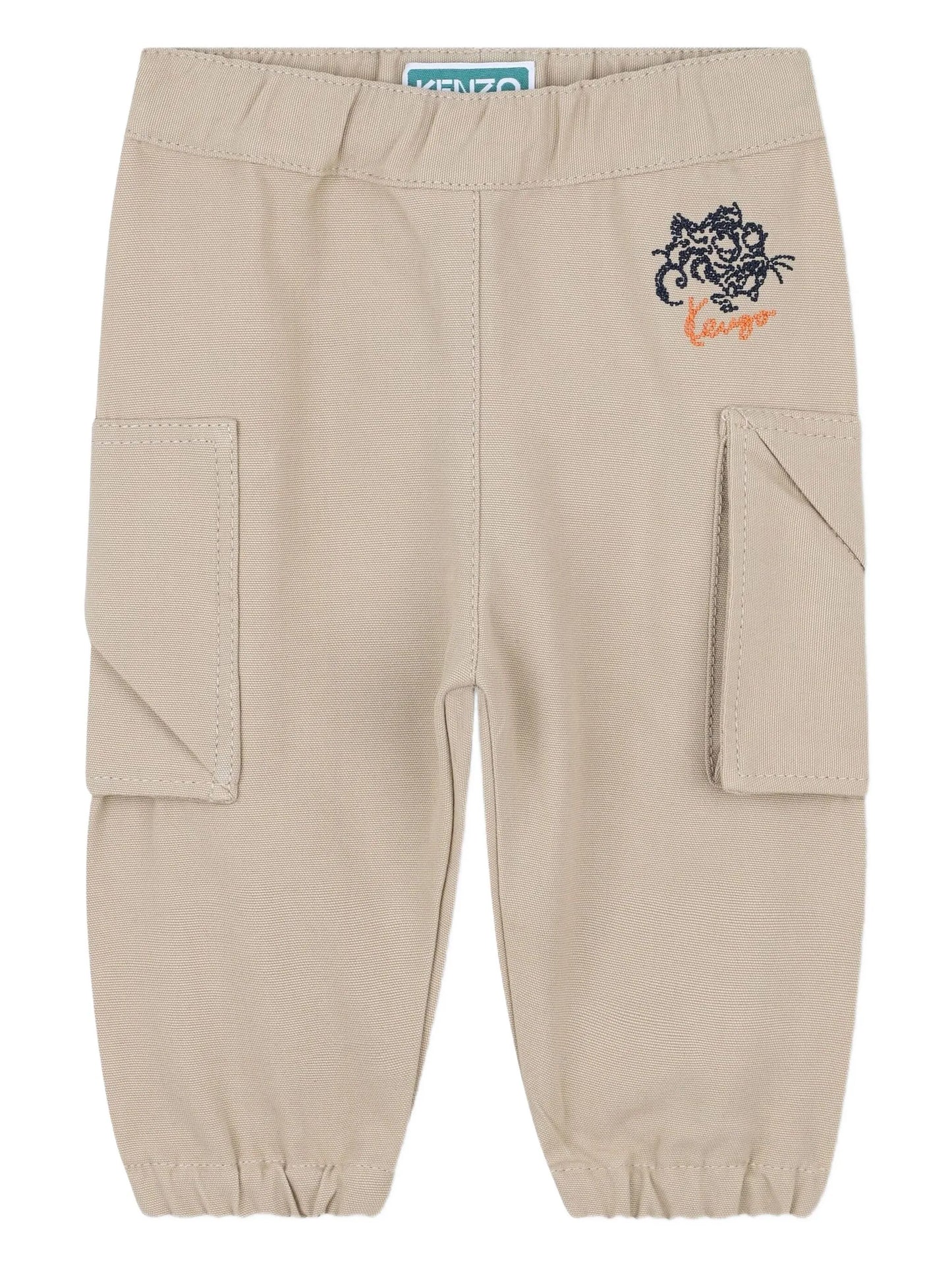 KENZO K61288/249 KIDS Baby Boys Beige Logo Tapered Cargo Trousers