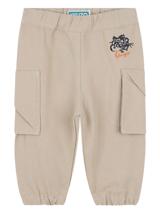KENZO K61288/249 KIDS Baby Boys Beige Logo Tapered Cargo Trousers