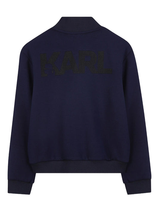KARL LAGERFELD Z306464.868 Kids Navy Blue Logo Zip-up Sweatshirt