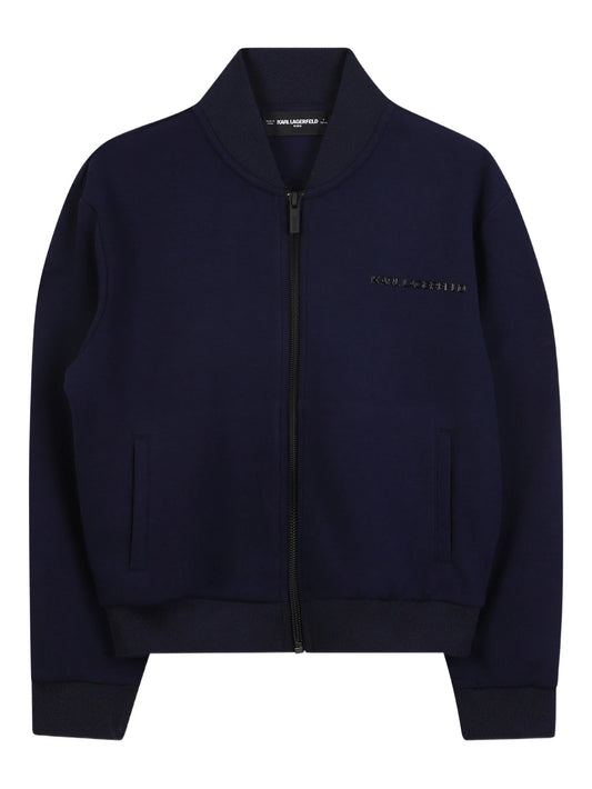 KARL LAGERFELD Z306464.868 Kids Navy Blue Logo Zip-up Sweatshirt