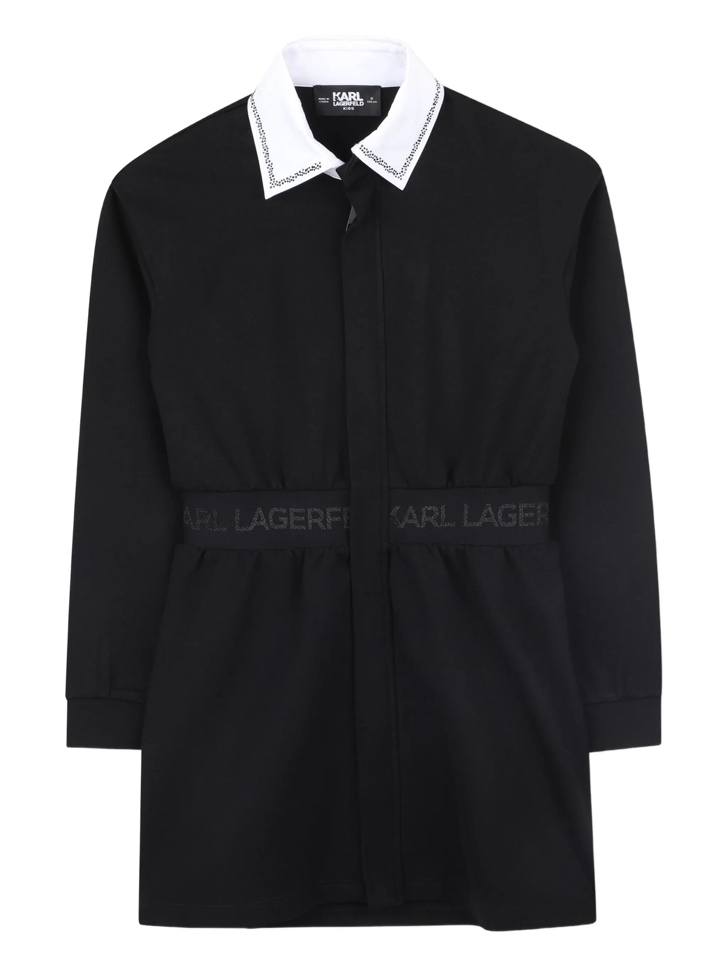 KARL LAGERFELD Z30612/09B Kids Girls Black Waist-Tying Shirt Dress