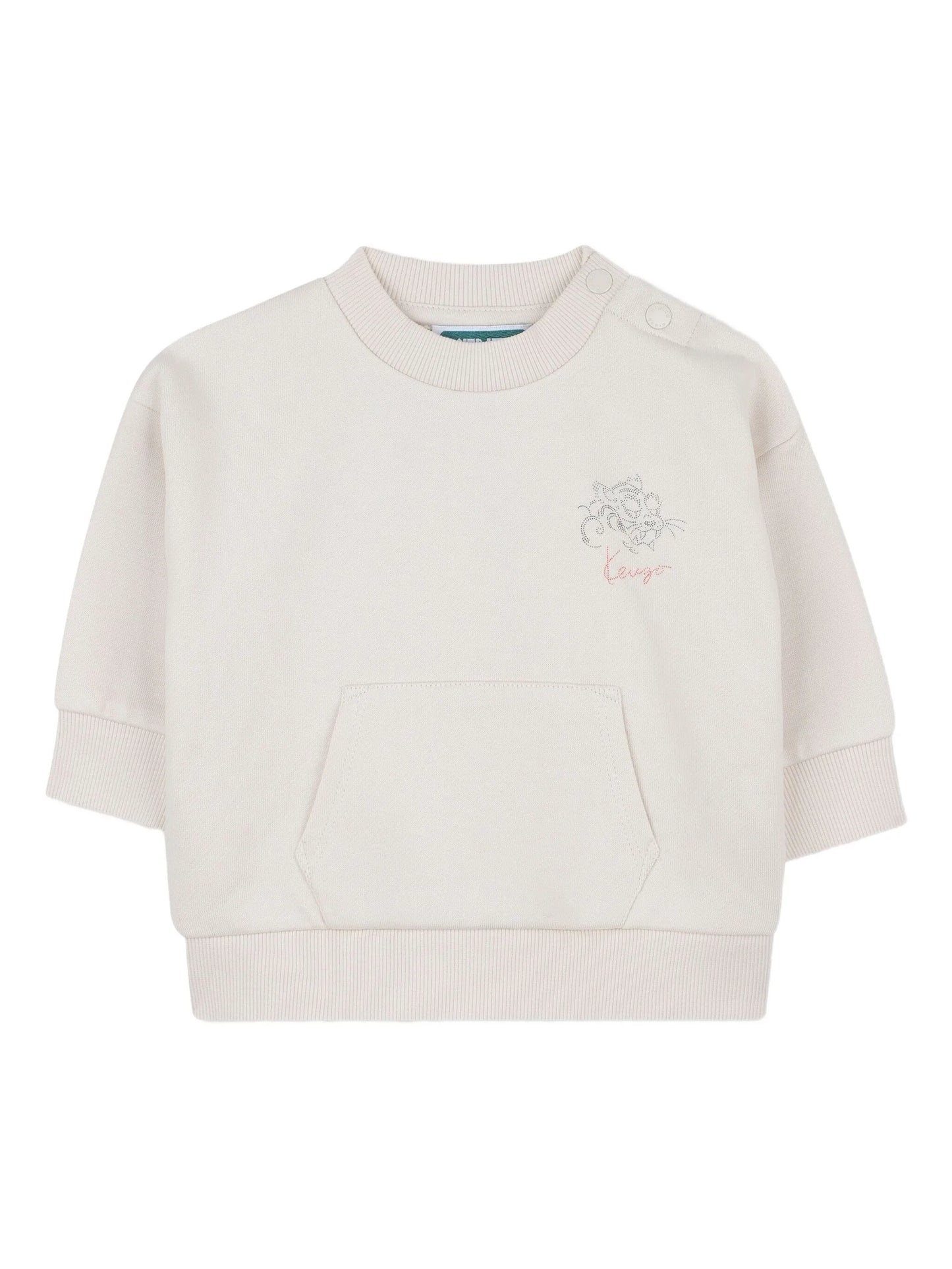KENZO K61290/21G KIDS Ivory Logo Embellished Long-Sleeve Sweater