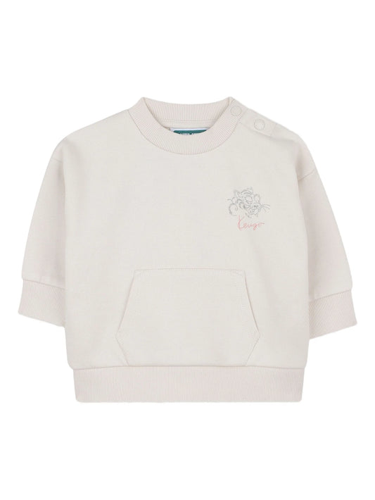 KENZO K61290/21G KIDS Ivory Logo Embellished Long-Sleeve Sweater