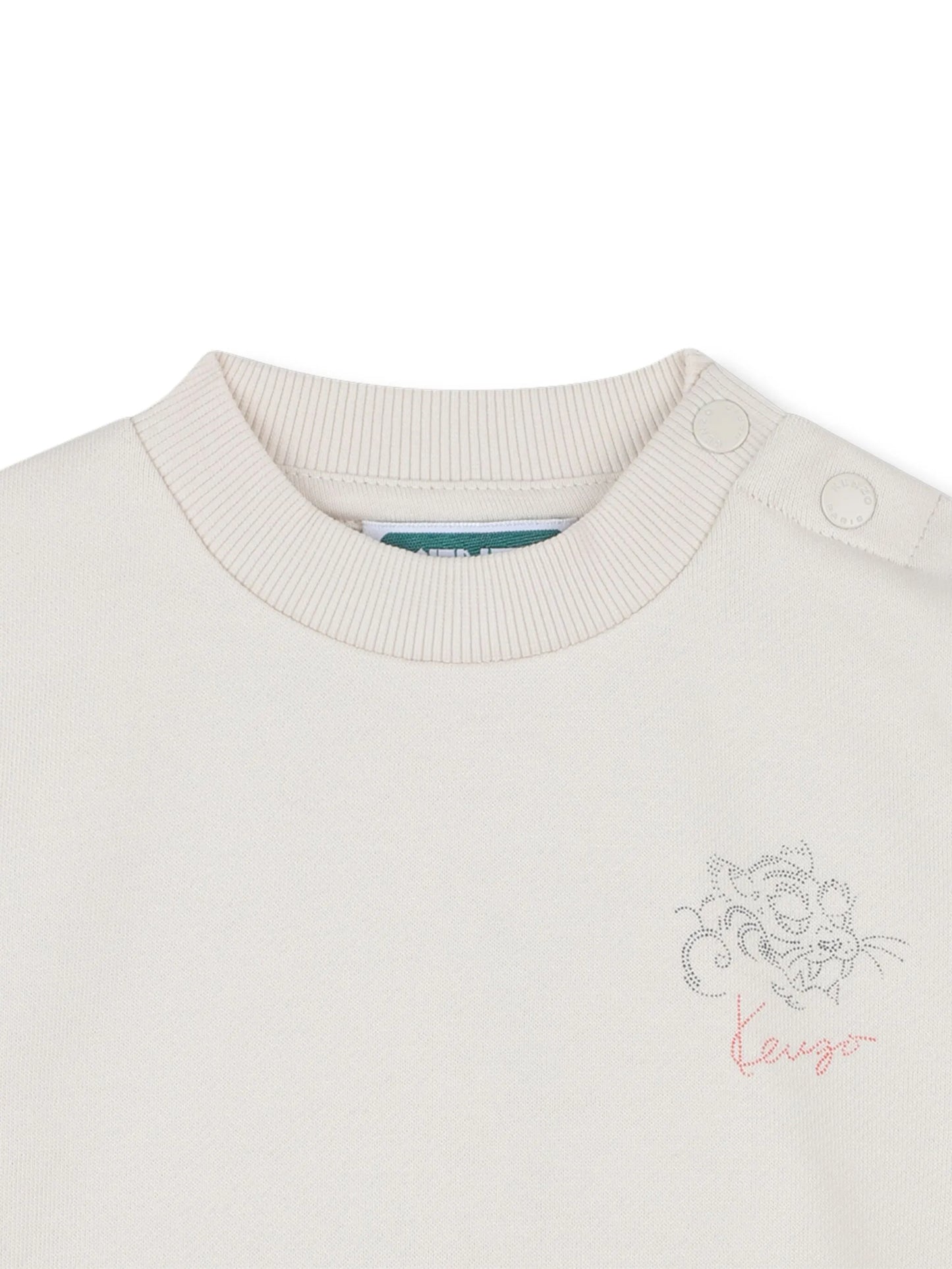 KENZO K61290/21G KIDS Ivory Logo Embellished Long-Sleeve Sweater