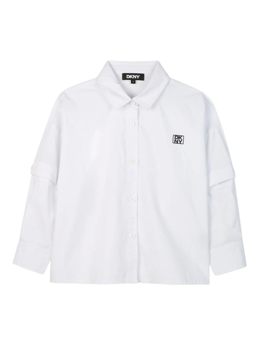 DKNY D62351/10P Kids White Logo Detachable-Sleeved Shirt