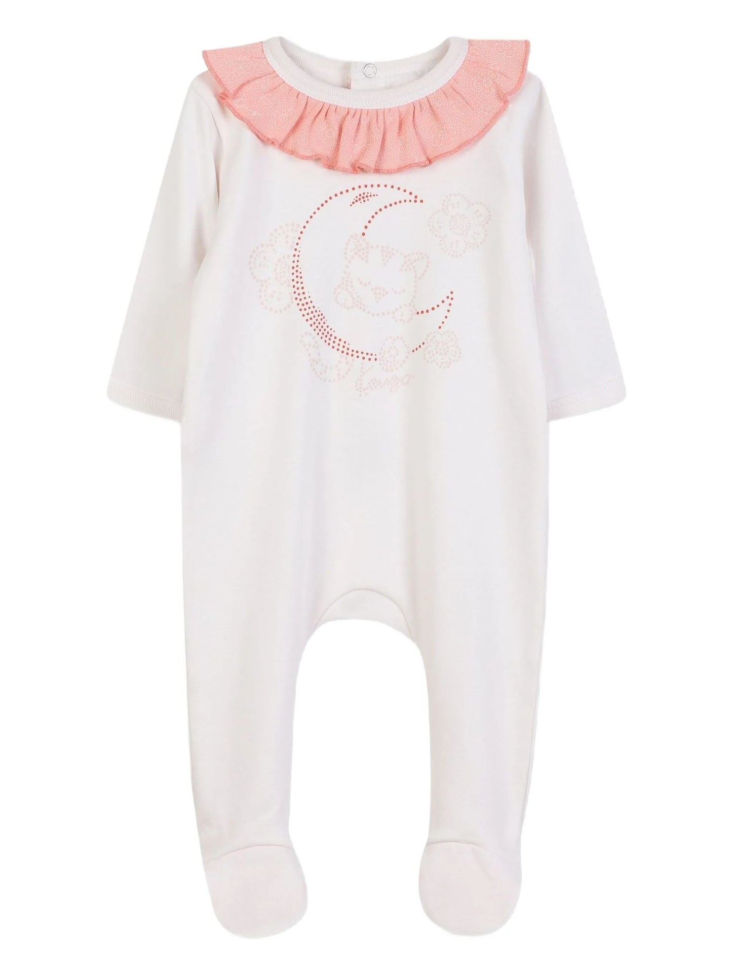 KENZO K61238/47R Baby Girls Peachy Logo Ruffle-Collar Babygrow