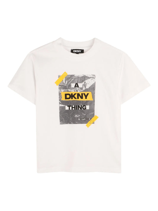 DKNY D62463/10P Boys White Logo T-Shirt