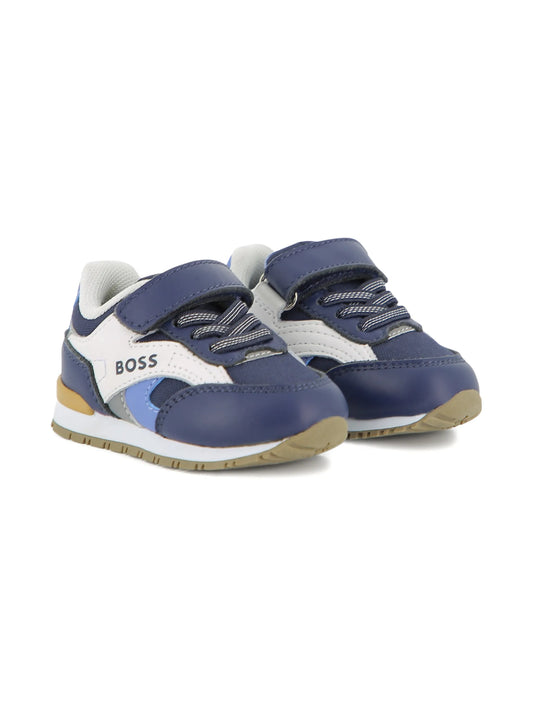 BOSS Boys Kids Navy Logo Panelled Sneakers